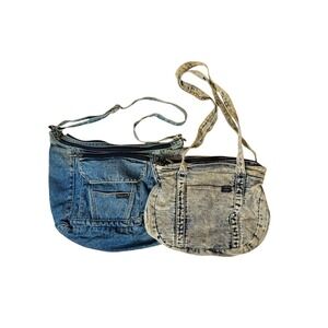 Vintage Denim Handbag Bundle Route 66 Crossbody Shane Acid Wash Shoulder Bag 2pc